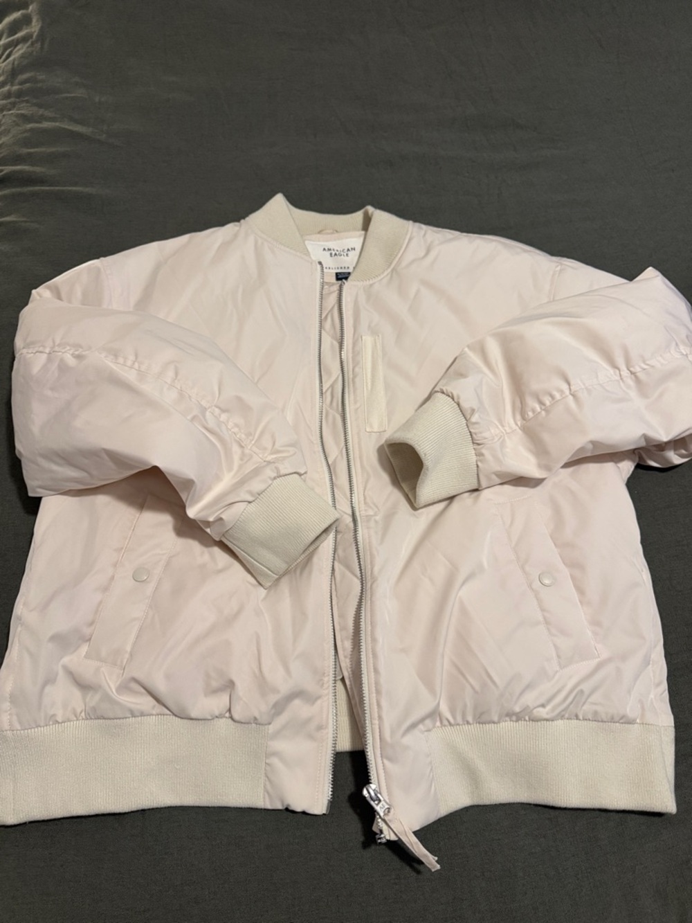 American Eagle Women’s Cream Bomber Jacket